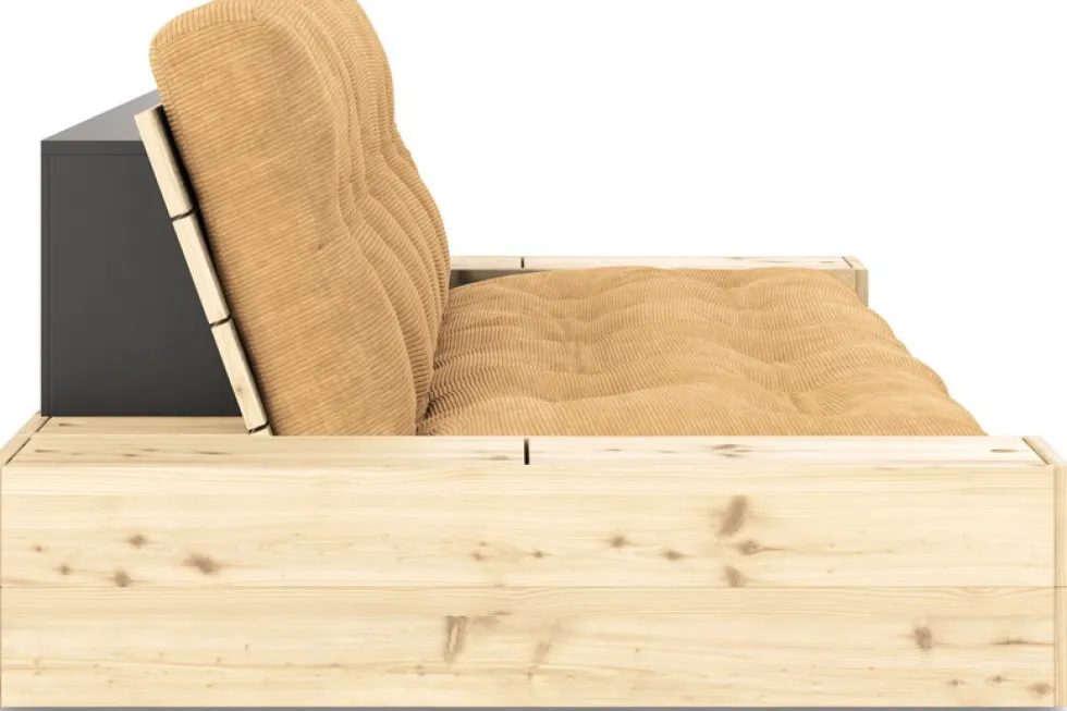 Canapé convertible avec rangement en pin et matelas caramel 244x110x72 cm Base - Karup Design