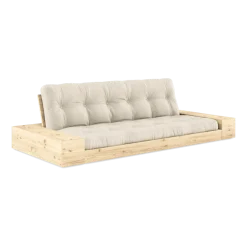 Canapé convertible avec rangement en pin et matelas en lin 244x110x72 cm Base - Karup Design