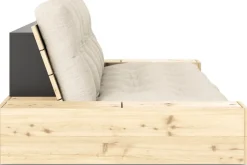 Canapé convertible avec rangement en pin et matelas en lin 244x110x72 cm Base - Karup Design