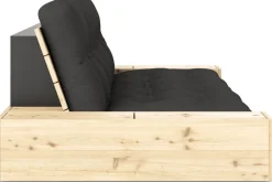 Canapé convertible avec rangement en pin et matelas gris foncé 244x110x72 cm Base - Karup Design