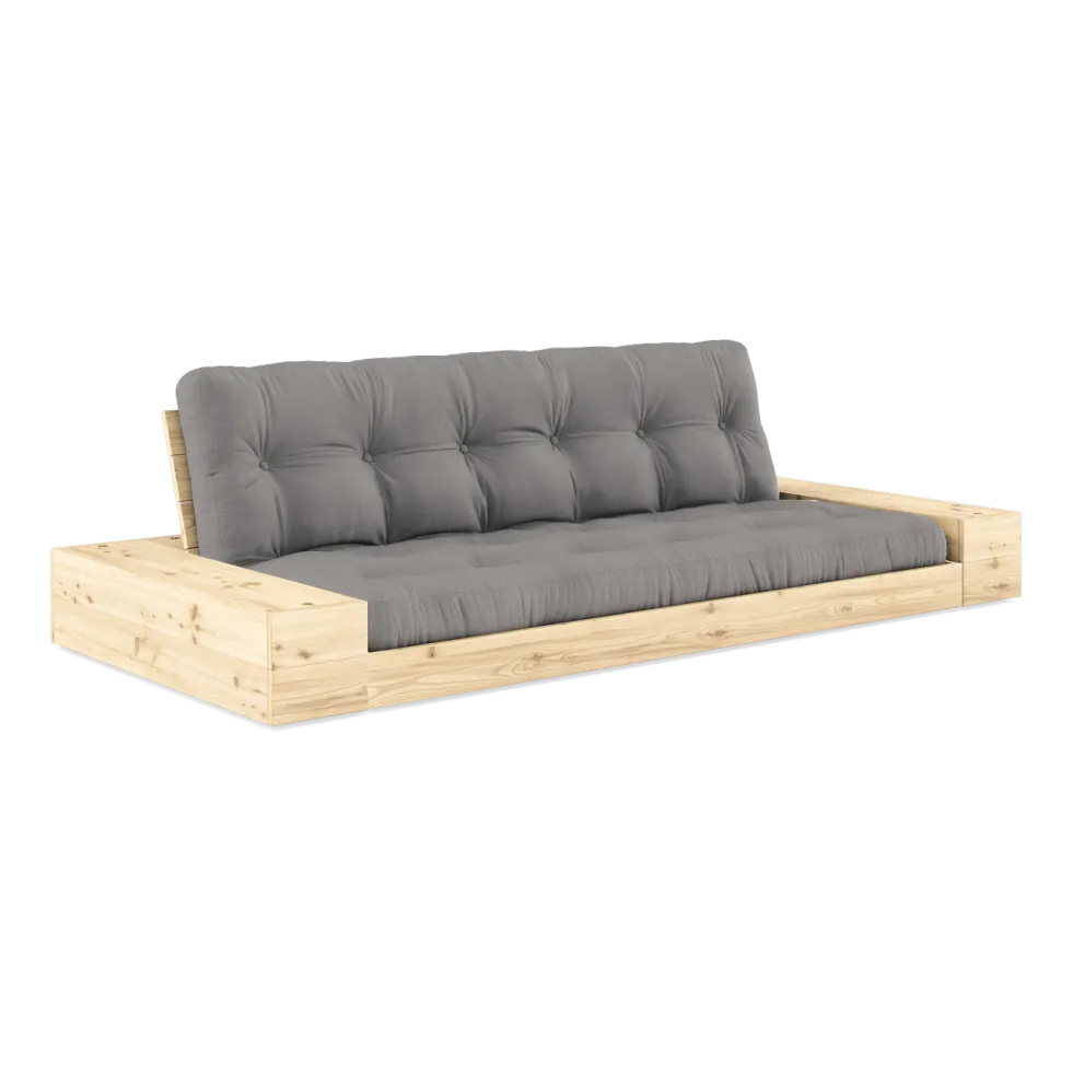 Canapé convertible avec rangement en pin et matelas gris 244x110x72 cm Base - Karup Design