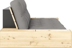 Canapé convertible avec rangement en pin et matelas gris 244x110x72 cm Base - Karup Design