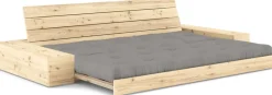 Canapé convertible avec rangement en pin et matelas gris 244x110x72 cm Base - Karup Design