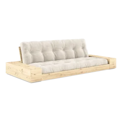 Canapé convertible avec rangement en pin et matelas ivoire 244x110x72 cm Base - Karup Design