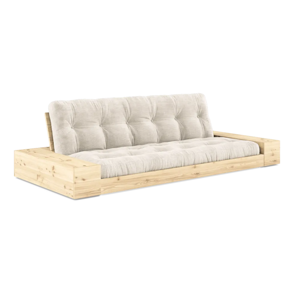 Canapé convertible avec rangement en pin et matelas ivoire 244x110x72 cm Base - Karup Design