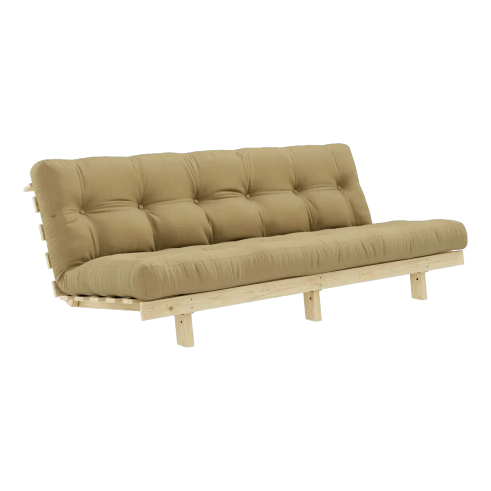 Canapé convertible en bois de pin et matelas beige blé 100x190cm Lean - Karup Design
