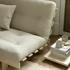 Canapé convertible en bois de pin et matelas bleu pétrole 100x190cm Lean - Karup Design