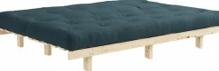 Canapé convertible en bois de pin et matelas bleu pétrole 100x190cm Lean - Karup Design