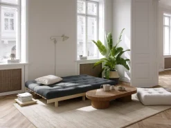 Canapé convertible en bois de pin et matelas bleu pétrole 130x200cm Lean - Karup Design