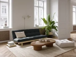 Canapé convertible en bois de pin et matelas bleu pétrole 130x200cm Lean - Karup Design