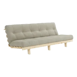 Canapé convertible en bois de pin et matelas lin 100x190cm Lean - Karup Design