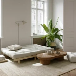 Canapé convertible en bois de pin et matelas marron 100x190cm Lean - Karup Design