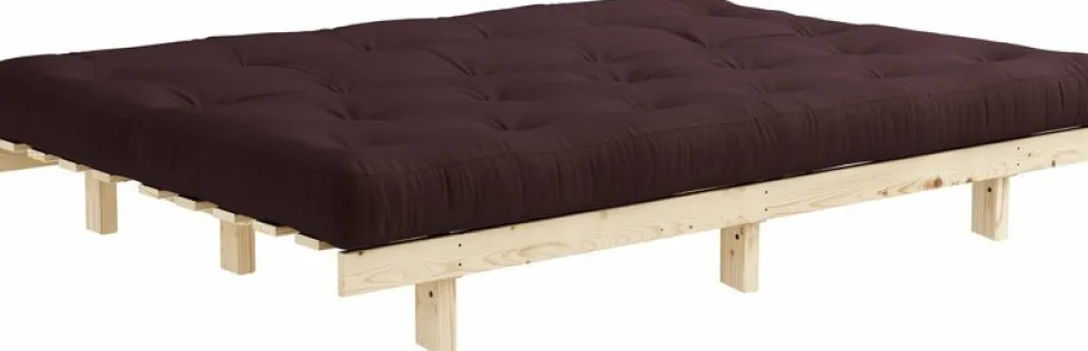 Canapé convertible en bois de pin et matelas marron 100x190cm Lean - Karup Design