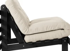 Canapé convertible en bois de pin noir laqué et matelas beige 90x200cm Roots 90 - Karup Design