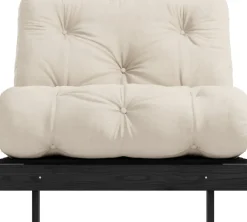 Canapé convertible en bois de pin noir laqué et matelas beige 90x200cm Roots 90 - Karup Design