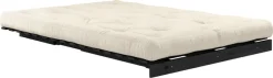 Canapé convertible en bois de pin noir laqué et matelas lin 140x200cm Roots 140 - Karup Design