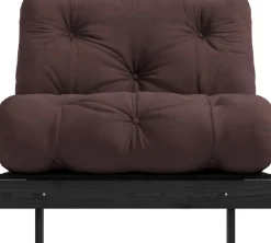 Canapé convertible en bois de pin noir laqué et matelas marron 90x200cm Roots 90 - Karup Design