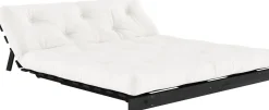 Canapé convertible en bois de pin noir laqué et matelas naturel 160x200cm Roots 160 - Karup Design