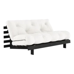 Canapé convertible en bois de pin noir laqué et matelas naturel 160x200cm Roots 160 - Karup Design