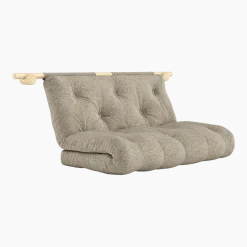 Canapé convertible en bois de pin 135x200cm avec matelas beige warm sand Hooked raw - Karup Design