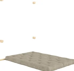 Canapé convertible en bois de pin 135x200cm avec matelas beige warm sand Hooked raw - Karup Design