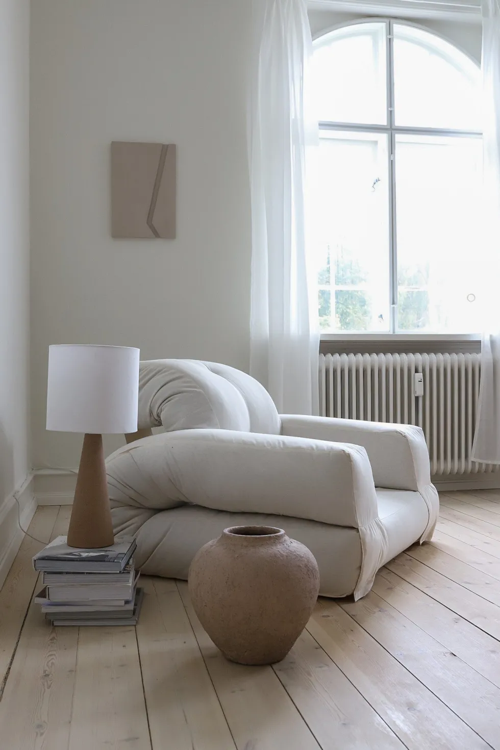 Canapé convertible en coton beige 140x122x70cm Hippo - Karup Design