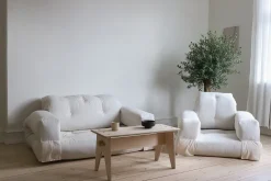 Canapé convertible en coton beige 140x122x70cm Hippo - Karup Design