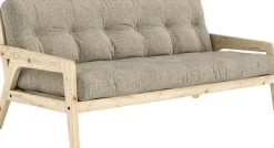 Canapé convertible en pin avec son matelas futon warm sand Grab - Karup Design
