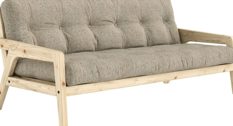 Canapé convertible en pin avec son matelas futon warm sand Grab - Karup Design