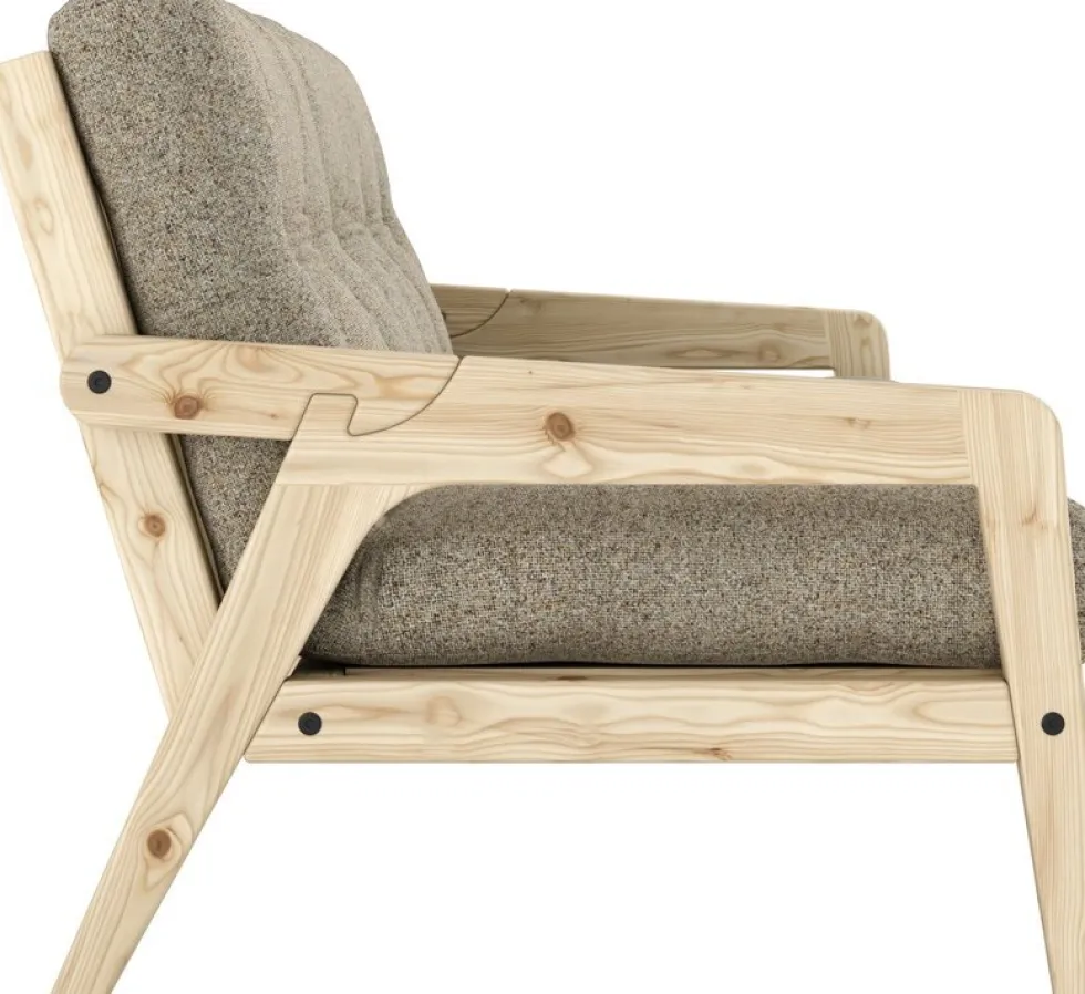Canapé convertible en pin avec son matelas futon warm sand Grab - Karup Design