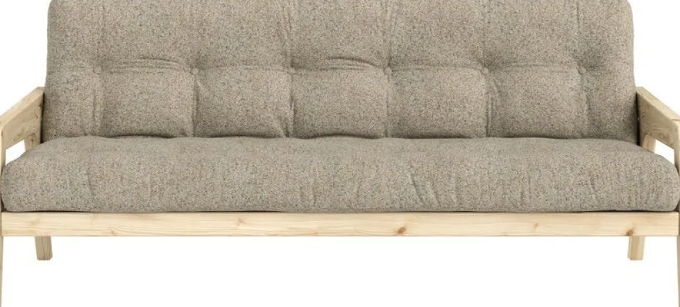 Canapé convertible en pin avec son matelas futon warm sand Grab - Karup Design