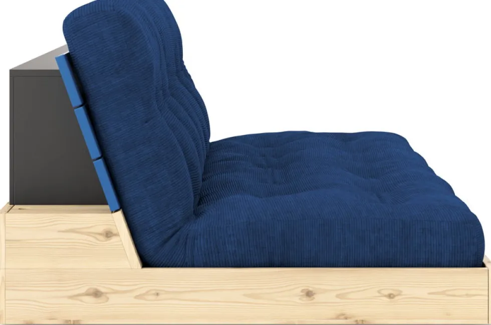 Canapé convertible en pin laqué dossier et matelas bleu cobalt 196x110x72 cm Base - Karup Design