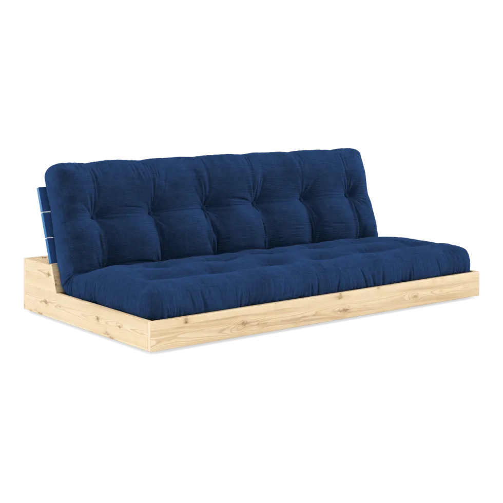 Canapé convertible en pin laqué dossier et matelas bleu cobalt 196x110x72 cm Base - Karup Design