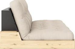 Canapé convertible en pin laqué dossier noir et matelas beige 196x110x72 cm Base - Karup Design