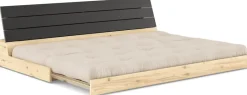 Canapé convertible en pin laqué dossier noir et matelas beige 196x110x72 cm Base - Karup Design