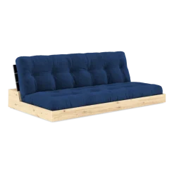 Canapé convertible en pin laqué dossier noir et matelas bleu royal 196x110x72 cm Base - Karup Design