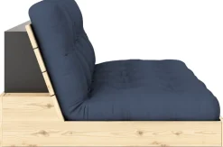 Canapé convertible en pin naturel laqué et matelas bleu marine 196x110x72 cm Base - Karup Design