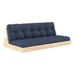 Canapé convertible en pin naturel laqué et matelas bleu marine 196x110x72 cm Base - Karup Design