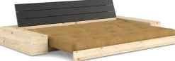 Canapé convertible en pin noir 244x166cm avec futon ocre et rangements Base - Karup Design