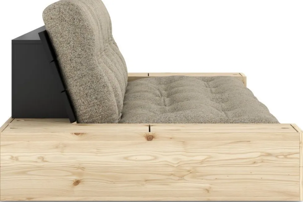Canapé convertible en pin noir 244x166cm avec futon sand et rangements Base - Karup Design