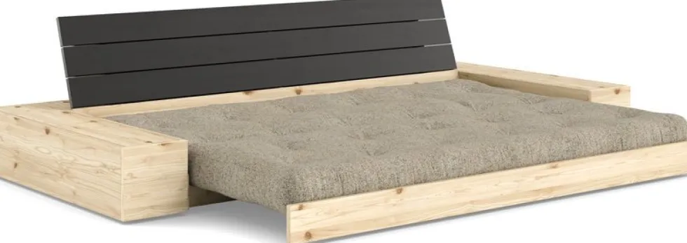 Canapé convertible en pin noir 244x166cm avec futon sand et rangements Base - Karup Design