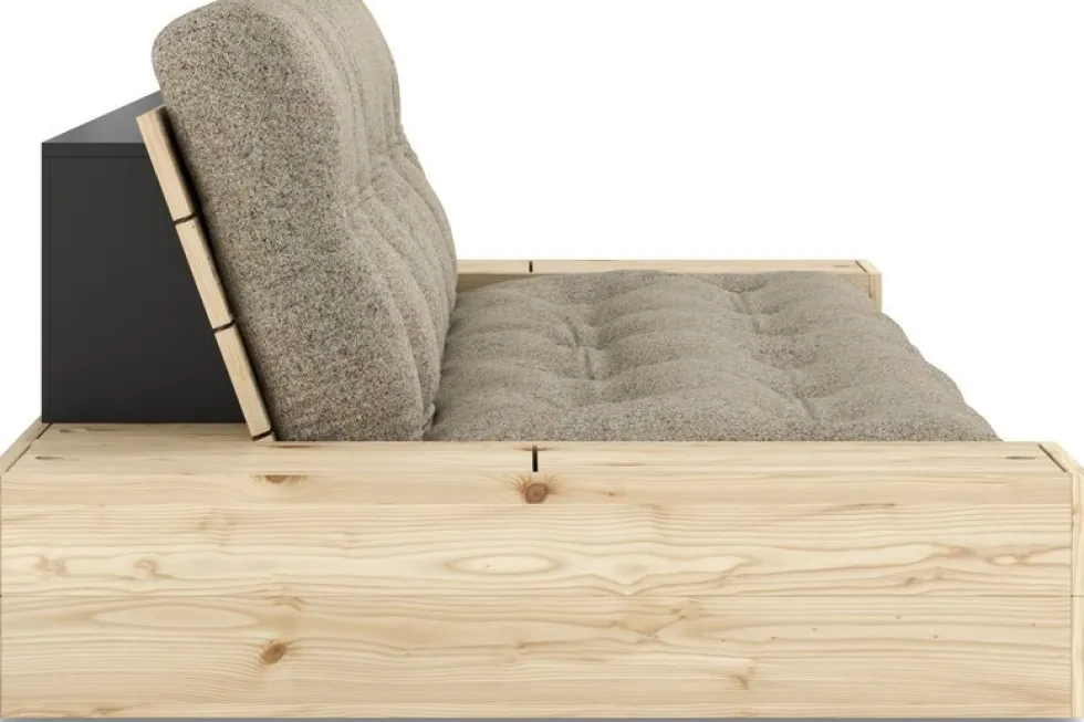 Canapé convertible en pin 244x166cm avec son futon sand et ses deux rangements Base - Karup Design