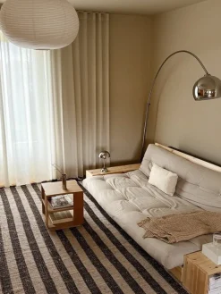 Canapé convertible en pin 244x166cm avec son futon sand et ses deux rangements Base - Karup Design