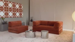 Canapé convertible en polyester recyclé orange 312x104x77cm Cozypad - Innovation living