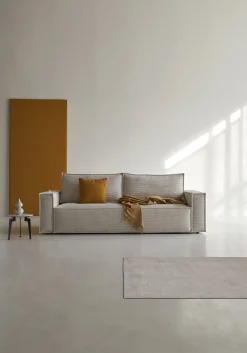Canapé convertible en tissu corduroy ivory 145-200cm Newilla - Innovation Living