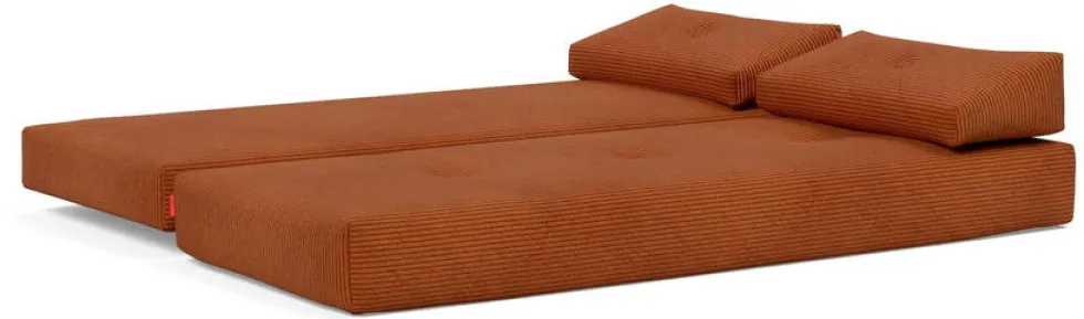 Canapé convertible pieds chêne et corduroy burnt orange 160-200cm Sigmund Drip - Innovation Living