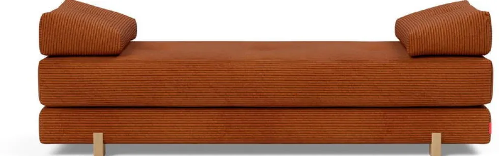 Canapé convertible pieds chêne et corduroy burnt orange 160-200cm Sigmund Drip - Innovation Living