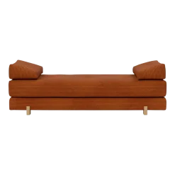 Canapé convertible pieds chêne et corduroy burnt orange 160-200cm Sigmund Drip - Innovation Living