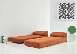 Canapé convertible pieds métal noir et corduroy orange 160-200cm Sigmund Indu - Innovation Living