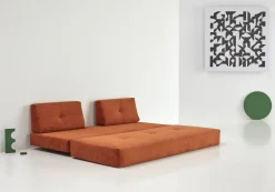 Canapé convertible pieds métal noir et corduroy orange 160-200cm Sigmund Indu - Innovation Living